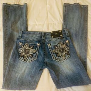 Miss Me Womens Jeans Signature Boot 27x34 Cross Embelishments Sz 6
